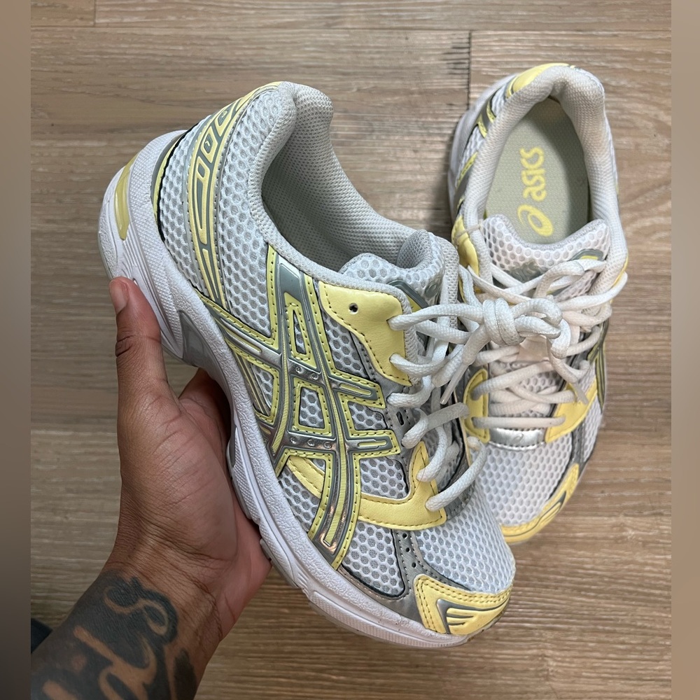 ASICS White and Yellow Sneakers